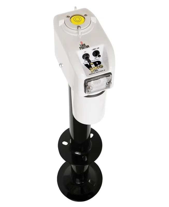 30828 – BARKER Trailer Tongue Jack, Electric A Frame Tongue Jack 3500 Pound Lift Capacity 18 Inch Travel Powder Coate...
